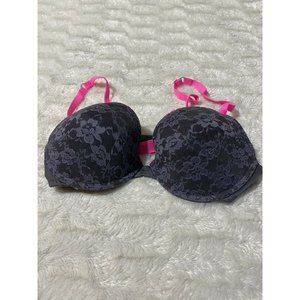 La Senza womens Bra Black Pink 36C Sexy Floral Pattern